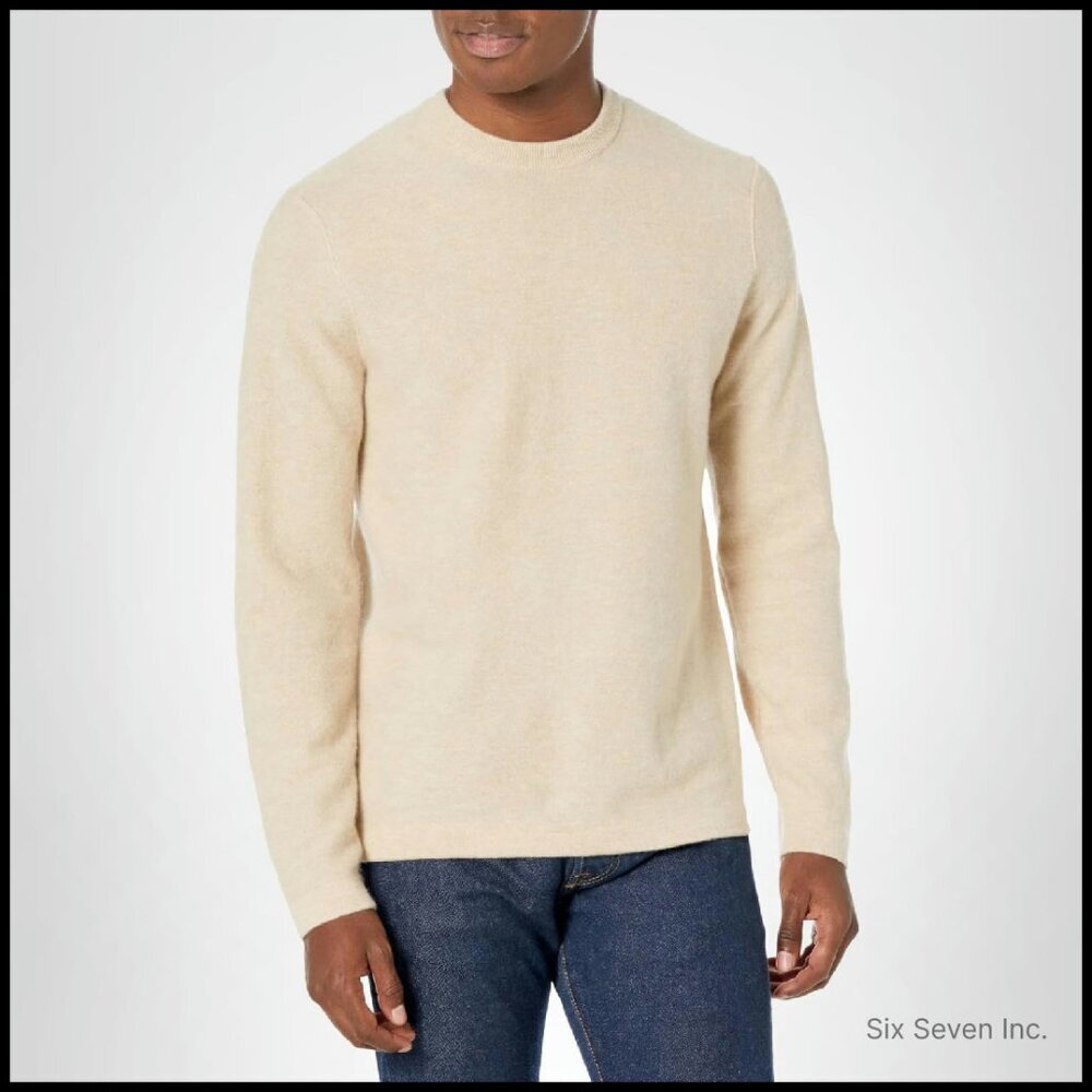 Men's Cashmere Crewneck Sweater Classic Elegant Minimal Pullover Winter Wear